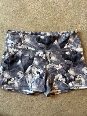 Fabletics Blue/Grey and White Abstract Athletic Shorts
